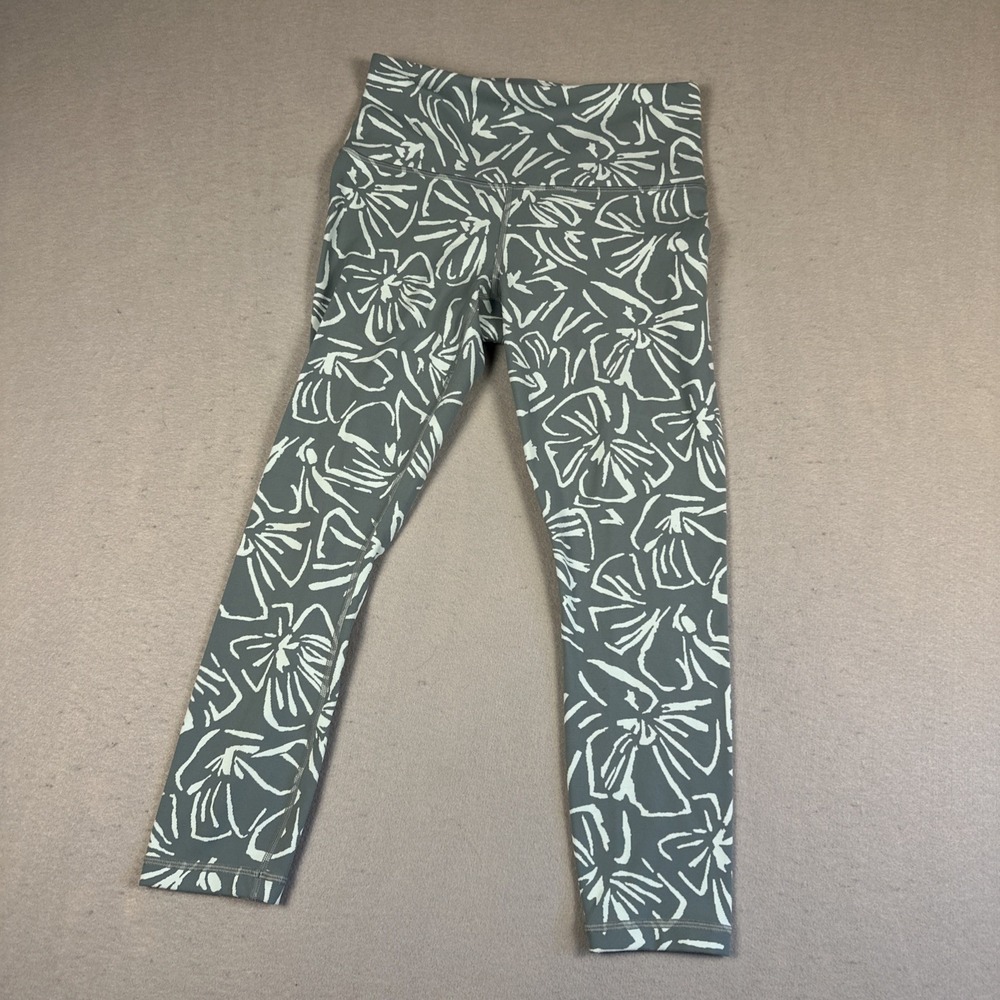 Athleta Olive Green Floral Print High-Rise Leggings